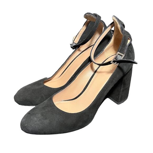 Lewit Made In Italy Womens Black Suede Block Heel Size 39.5 - Picture 1 of 8